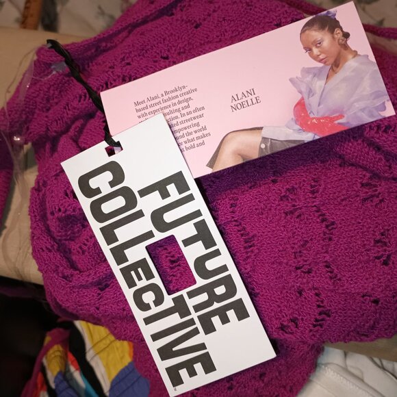 NEW Future Collective™ Women's Pink Halter Tie Neck Open Knit Sweater Dress - Picture 7 of 7